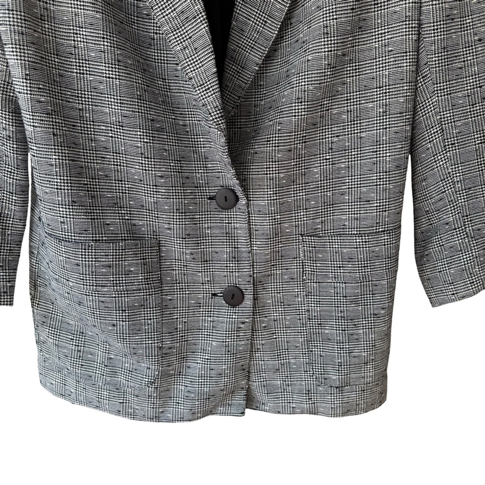 Jessica Vintage Black and White Checkered Plaid Blazer Size 12 Fully Lined - Picture 12 of 15